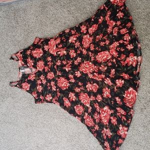 Red and black floral dress